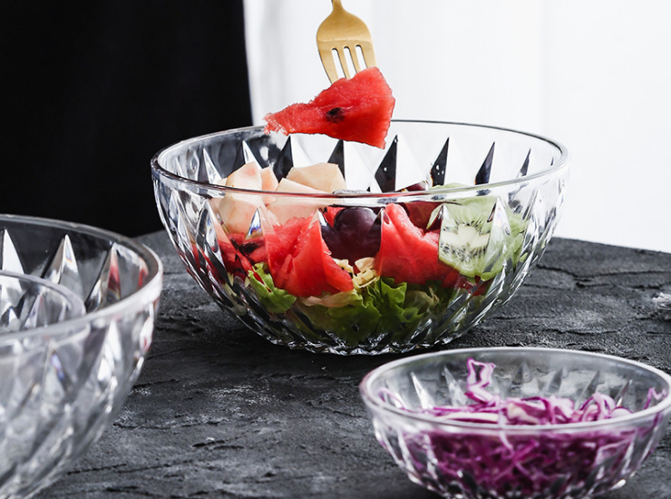 亞克力圓形碗涼菜塑料小吃水果斗水晶沙拉甜品透明鑽石碗ktv酒吧