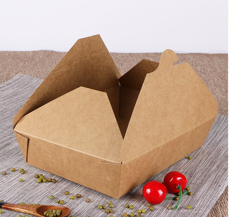 (箱) 牛皮紙淋膜餐盒一次性快餐盒外賣打包盒便當盒方形餐盒 (包運送上門)