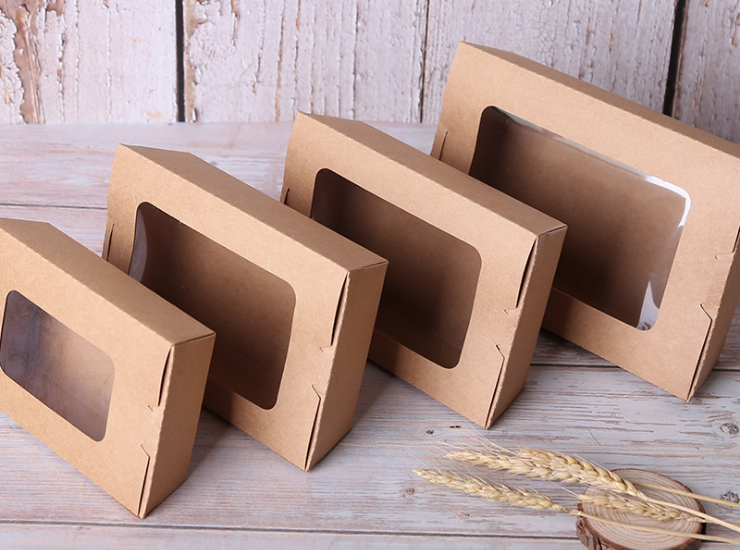 (箱/200個) 單窗牛皮紙餐盒一次性外賣點心漢堡包裝紙盒外賣打包沙拉盒壽司 (包運送上門)