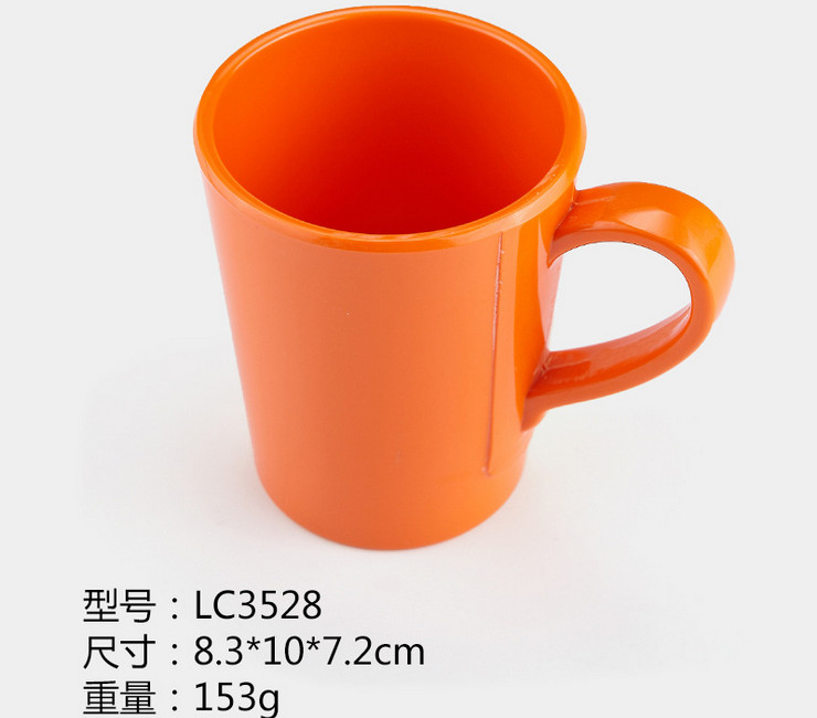 高檔A5密胺仿瓷彩色帶手柄茶水杯 370ML