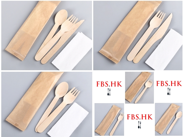 (Ready Biodegradable Kraftpaper-individual Packed Wooden Knife Fork Spoon Cutlery) (Box) Wooden Cutlery Cutlery Disposable Individually Packed Wooden Cutlery Set
