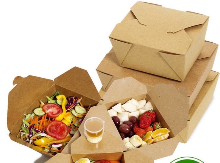 (160/200个/箱) 纸餐盒一次性 牛皮纸快餐纸盒 食品打包饭盒 外卖纸质面盒定制 (包运送上门)