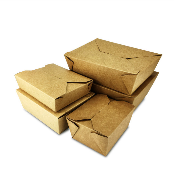 (160/200個/箱) 紙餐盒一次性 牛皮紙快餐紙盒 食品打包飯盒 外賣紙質面盒定制 (包運送上門)