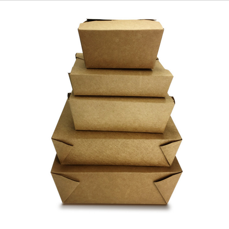 (160/200個/箱) 紙餐盒一次性 牛皮紙快餐紙盒 食品打包飯盒 外賣紙質面盒定制 (包運送上門)