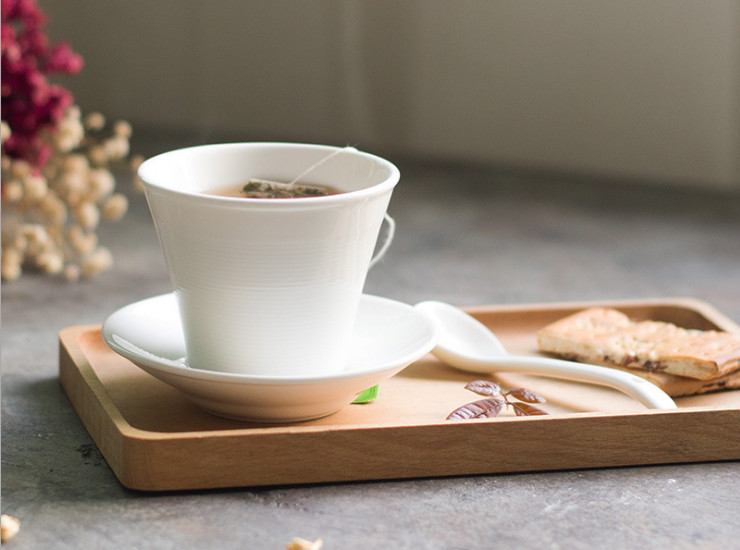 160ML 創意純白陶瓷漢斯杯碟套裝螺紋咖啡牛奶杯茶杯子