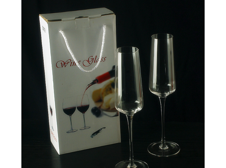 2支禮盒套裝 無鉛水晶香檳杯高腳葡萄酒杯起泡酒玻璃酒杯