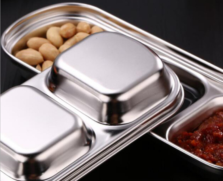 304無磁加厚方形不銹鋼韓式廚房調料碟多格火鍋烤肉醬料碟泡菜碟 (請跟箱數下單)