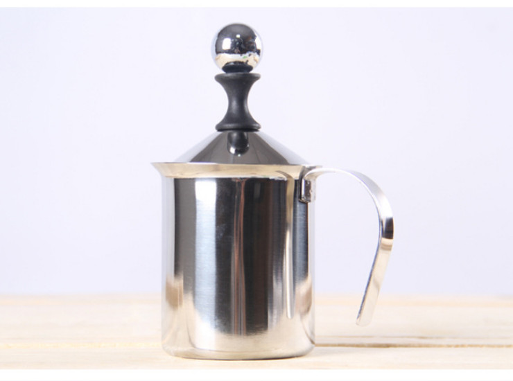 400Cc Cappuccino Japanese Double-Layer Stainless Steel Hand Hit Creamer To Play Milk Bubbler Coffee Equipment