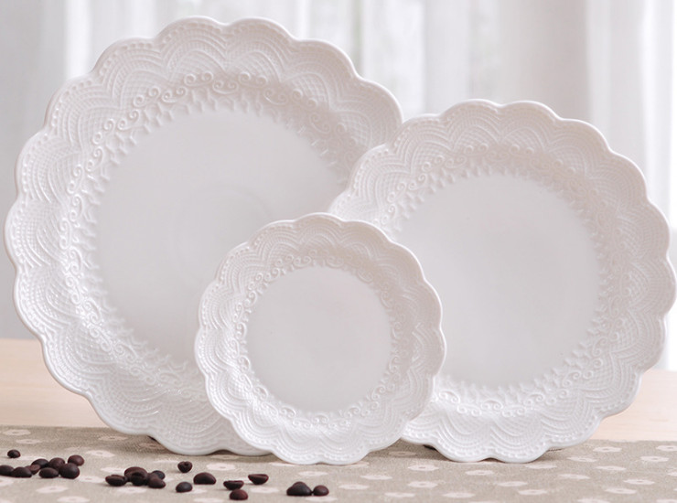 8寸浮雕盘 蝴蝶盘 镂空盘 碟子 陶瓷盘 水果盘 下午茶盘 蛋糕