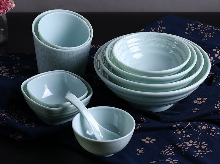 A5冰裂紋小碗密胺麵碗塑料湯碗米飯碗麻辣燙火鍋店商用碗仿瓷餐具