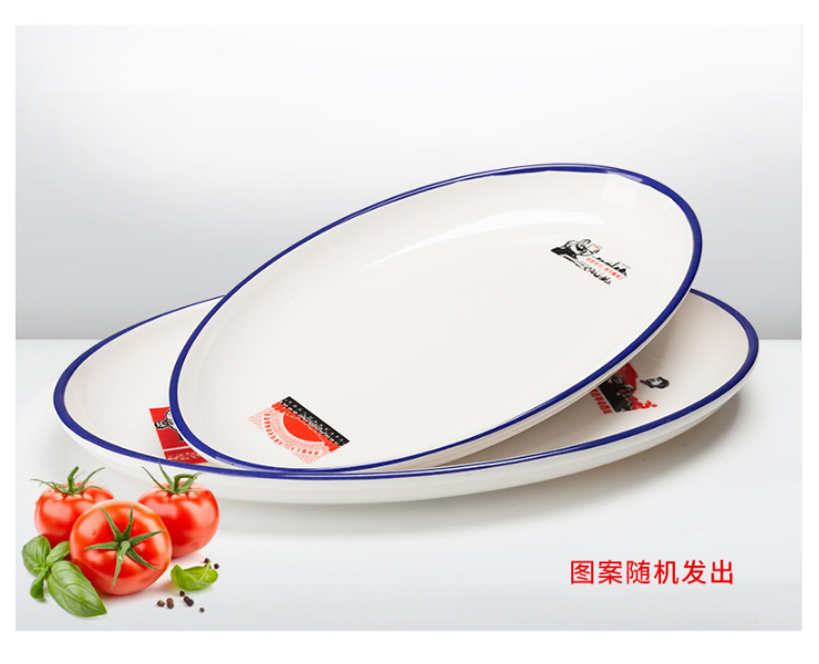 A5 Imitation Porcelain Melamine Oval Plate Creative Sausage Powder Plate Green Plate Flat Plate Small Dish Snack Plate Commercial (Multiple Sizes)