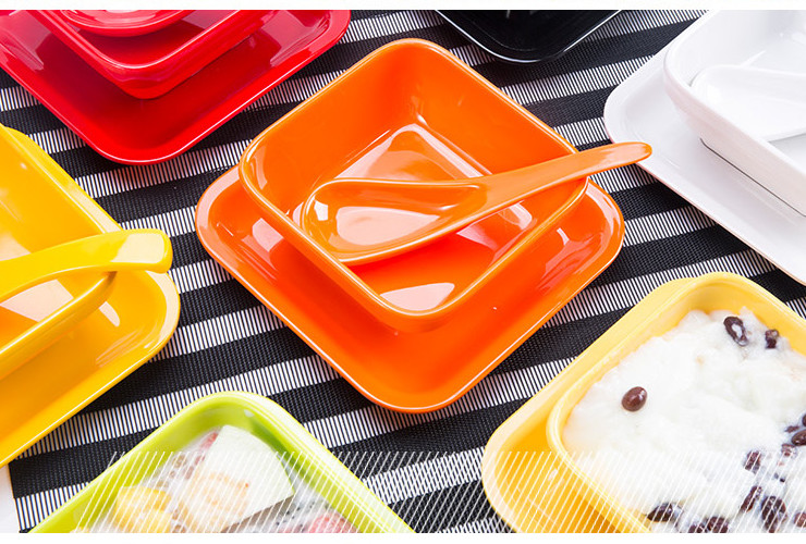 A5密胺甜品碗 港式碗碟盤套裝 彩色碗 創意水果撈碗批發