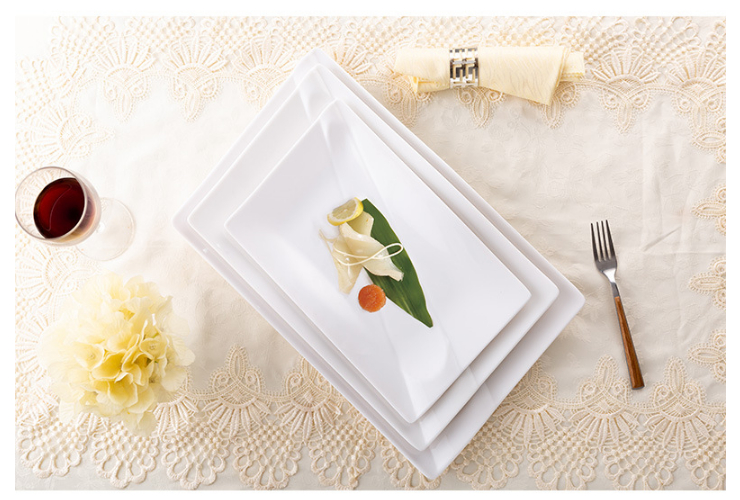 A5密胺白色長方盤創意中式方形菜盤酒店飯店專用餐具 (多款多尺寸)