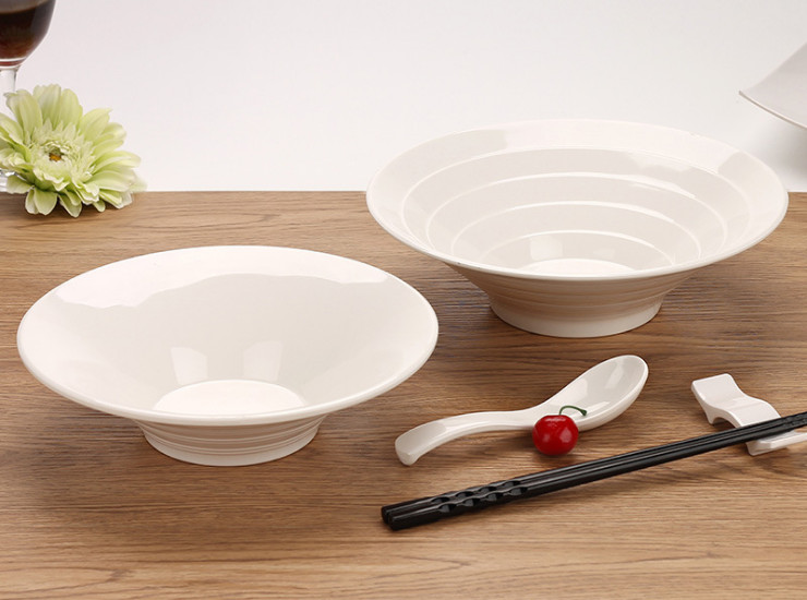 A5 Pure White Melamine Imitation Porcelain Fruit Salad Bowl Dish Restaurant Breakfast Bowl Tableware Soup Bowl Ice Bowl