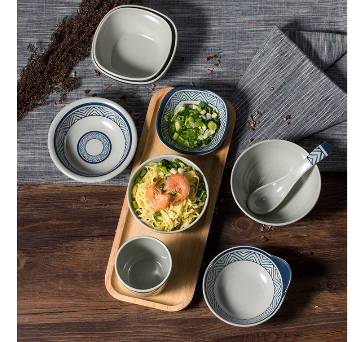 A5海之藍密胺小碗塑料湯碗仿瓷餐具火鍋店醬料碗家用吃飯碗商用