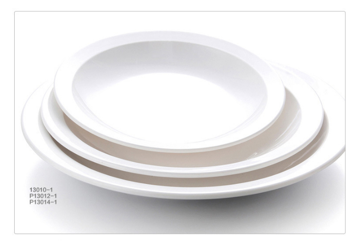 A8密胺仿瓷餐具平盤子白色圓形點心菜盤西餐盤密胺料耐摔深盤 (多款多尺寸)