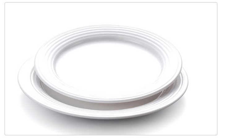 A8密胺仿瓷餐具平盤子白色圓形點心菜盤西餐盤密胺料耐摔深盤 (多款多尺寸)