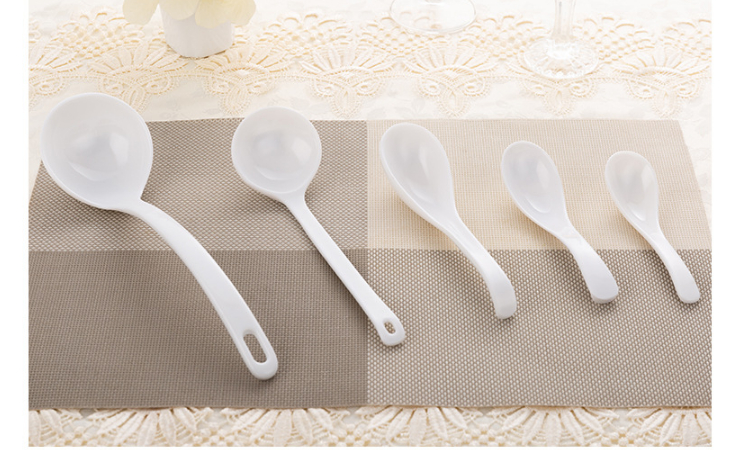 A8白色仿瓷密胺中式勺子彎鉤勺湯勺調羹酒店塑料餐具