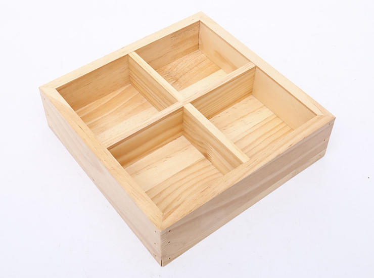 About Japanese Cuisine Jiugongge Plate Creative Hot Pot Four Grids Stylish Wooden Tray