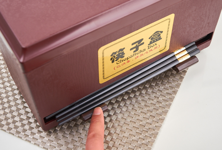 ABS塑料自動按壓式仿木筷子盒 自助取筷子盒