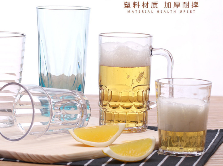 Acrylic Bar Ktv Glass Octagonal Glass Beer Mug Transparent Beer Cup