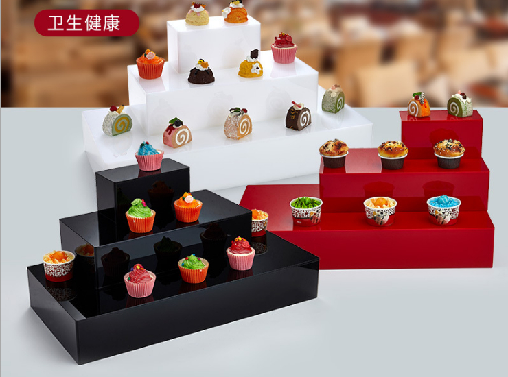 亚克力甜品台展示架 欧式冷餐茶歇自助餐甜品架 三层三色糕点心摆台