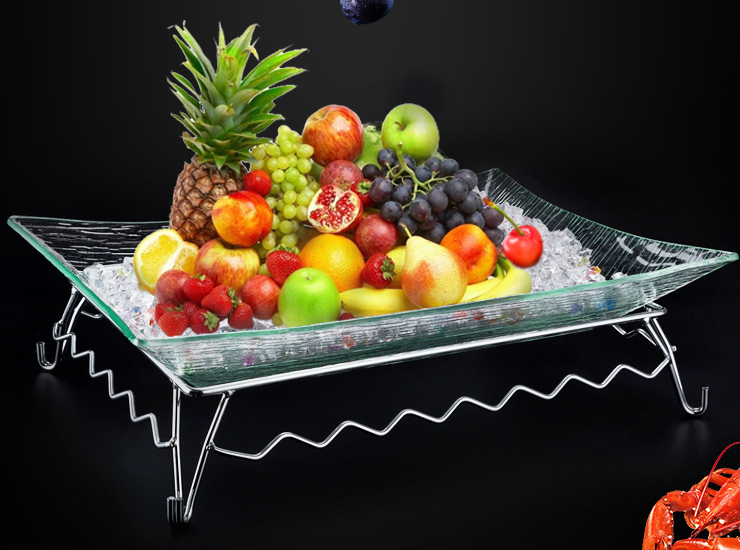 亚克力冰槽酒店自助餐水果点心盘 长方形刺身盘冰盘 海鲜寿司拼盘