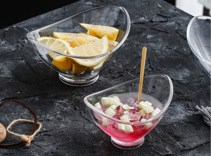 亞克力元寶碗 塑料小吃碗家用水果鬥酒店沙拉甜品透明碗ktv酒吧