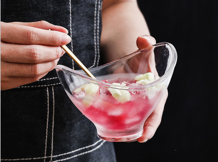 亚克力元宝碗 塑料小吃碗家用水果斗酒店沙拉甜品透明碗ktv酒吧