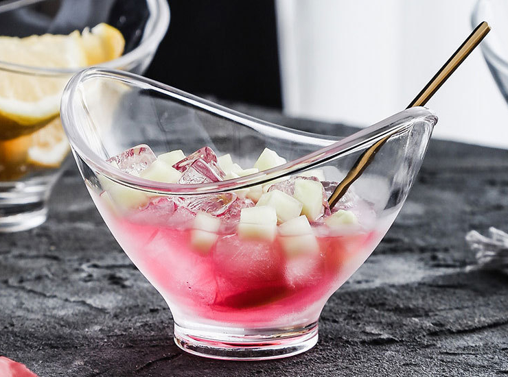 亚克力元宝碗 塑料小吃碗家用水果斗酒店沙拉甜品透明碗ktv酒吧