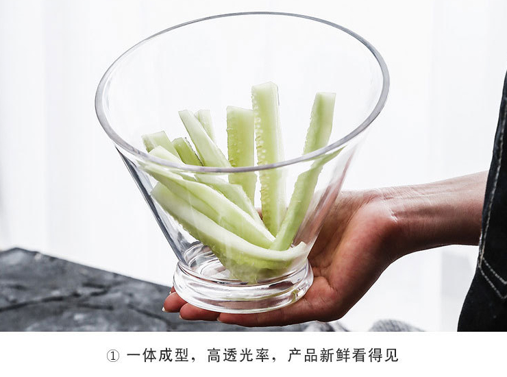 Acrylic Oblique Bowl Plastic Snack Bowl Home Fruit Bucket Hotel Salad Dessert Transparent Bowl Ktv Bar