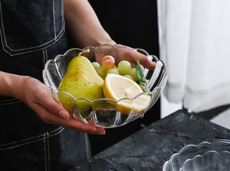 亞克力圓形沙拉自助餐透明碗家用蔬菜蓮花碗PC塑料碗甜品斗小吃碗 (多尺寸) - 關閉視窗 >> 可點按圖像