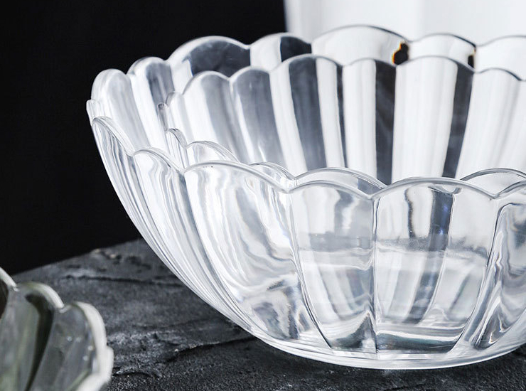 亞克力圓形沙拉自助餐透明碗家用蔬菜蓮花碗PC塑料碗甜品斗小吃碗 (多尺寸)
