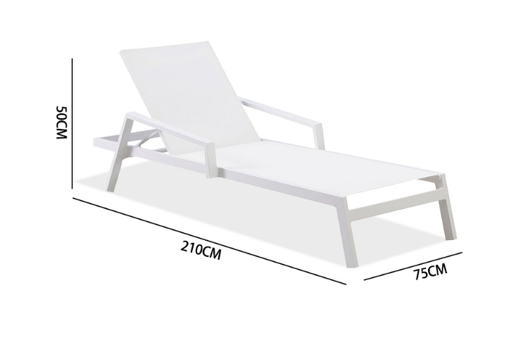 Aluminum Tube Lounge Chair Swimming Pool Bed Outdoor Teslin Mesh Armrest Beach Chair Outdoor Hotel Courtyard Beach Chair (Delivery & Installation Fee To Be Quoted Separately)