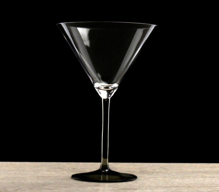 Artificially Blown Smoky Gray Color Tall Martini Martini Martini Cocktail Glass