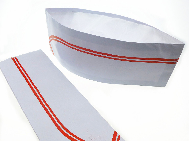 (Bag / 50 Top) Thickened One-Time Chef Hat Red Side Boat Hat Take-Away Food And Beverage Cap Paper Low-Hat Health Care Hat