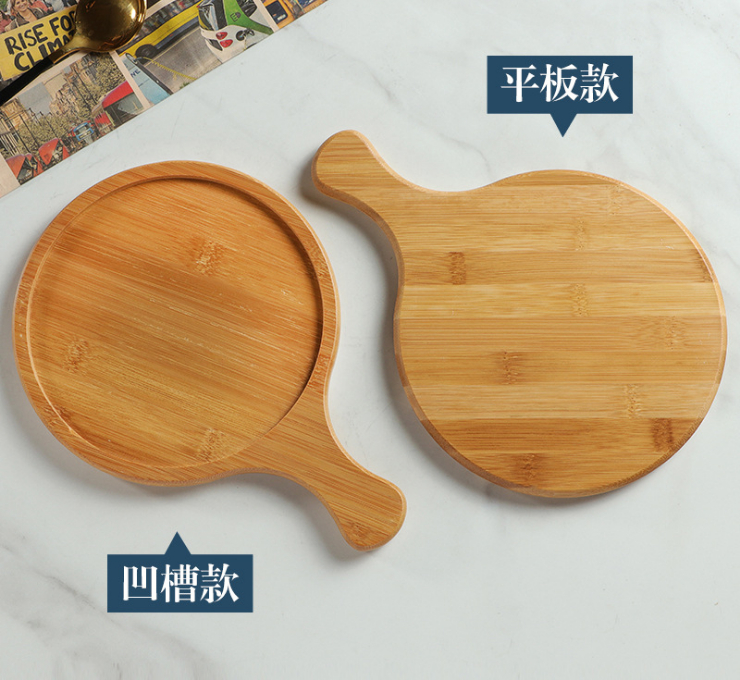 竹披薩板圓形竹製品托盤麵包托盤餐板披薩板木質點心盤竹木蛋糕盤 (多尺寸) - 關閉視窗 >> 可點按圖像