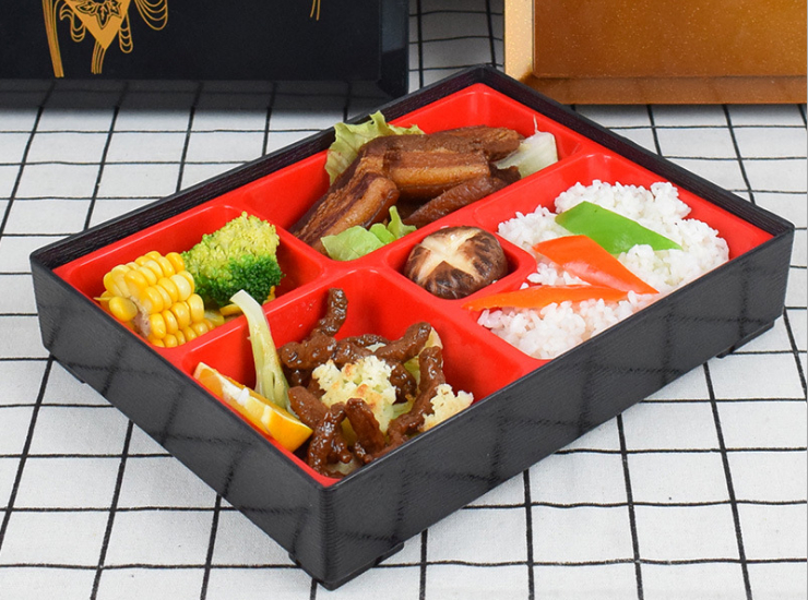 带盖便当盒 ABS常温款商务套餐盒小号多分格快餐寿司盒 (多色可选)