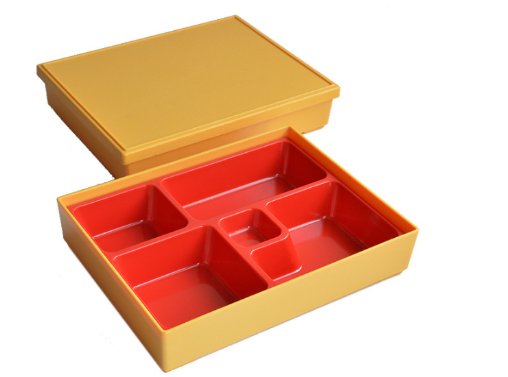 帶蓋便當盒 ABS常溫款商務套餐盒小號多分格快餐壽司盒 (多色可選)