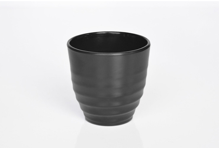 黑色磨砂螺紋杯子A5密胺美耐皿餐具用品批發