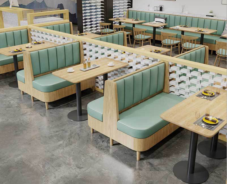 卡座沙发 连锁餐厅靠墙定制清吧实木汉堡店餐边柜 茶餐厅桌椅组合 (运费及安装费另报)