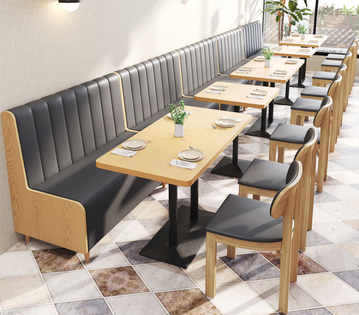 Booth Sofa Stool Bar Restaurant Commercial Table and Chair Dining Simple Dining Table Furniture Combination (Delivery & Installation Fee To Be Quoted Separately)