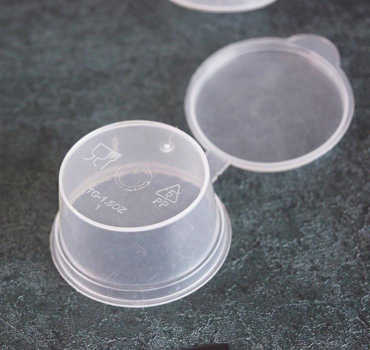 (箱/1000套) 42毫升塑料圓形醬料杯 透明圓形調料盒杯連體帶蓋 (包運送上門)