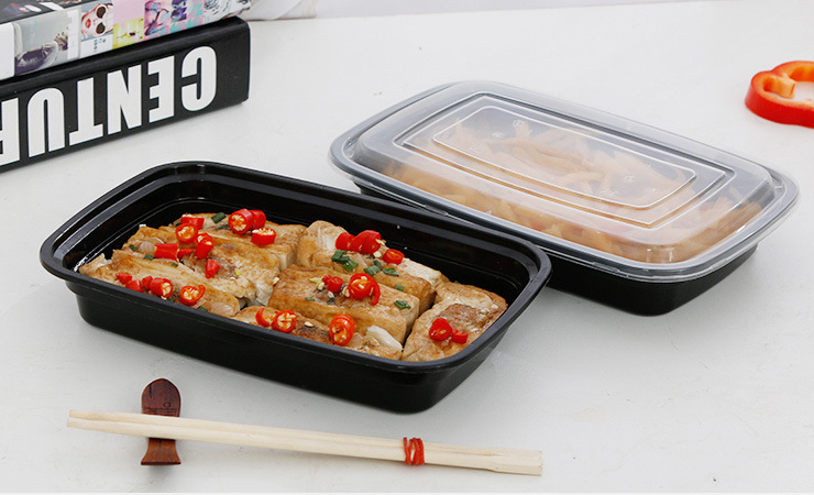 (箱/150套) 750毫升美式一次性餐盒長方形黑色塑料外賣打包便當沙拉菜盒 (包運送上門)