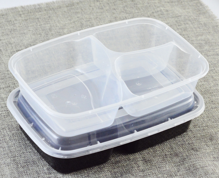 (箱/150套) 一次性餐盒打包外賣快餐盒高檔兩格長方形帶蓋便當飯菜盒 (包運送上門)