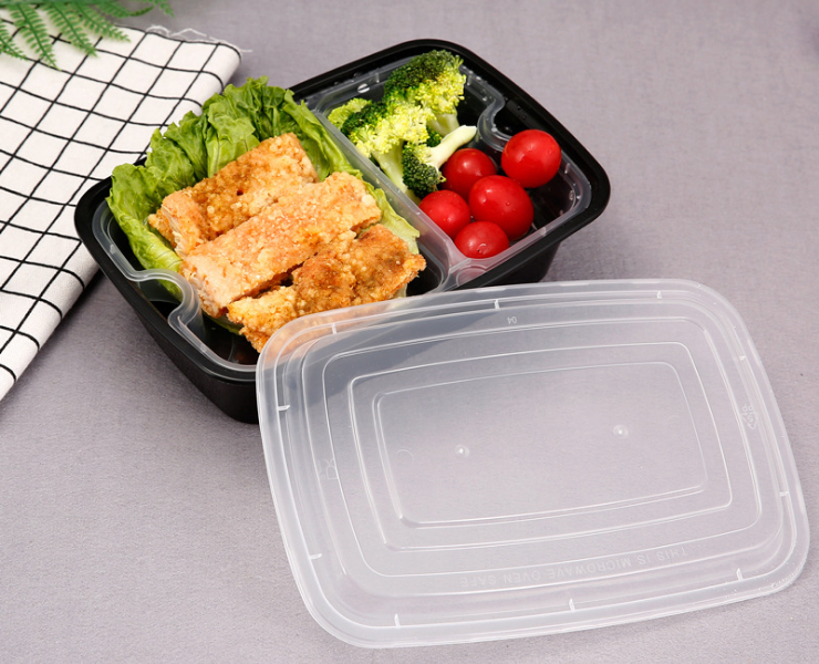 (箱/150套) 一次性双层塑料餐盒三格双格快餐盒外卖打包盒套餐饭盒 (包运送上门)