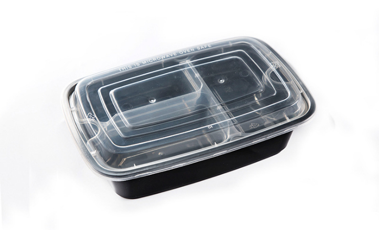 (箱/150套) 一次性双层塑料餐盒三格双格快餐盒外卖打包盒套餐饭盒 (包运送上门)