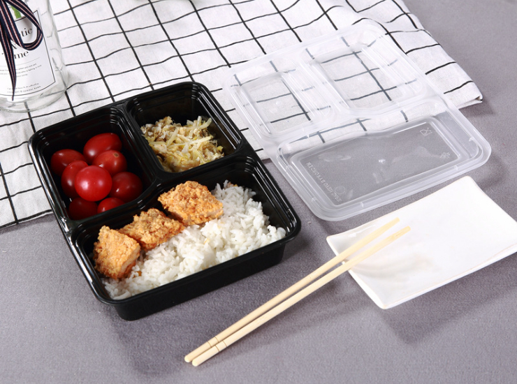 (箱/150套) 一次性飯盒塑料快餐盒美式便當盒餐黑色美式外賣環保餐盒可微波 (包運送上門)