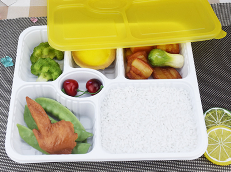 (Box / 200 Sets) Color Disposable Multi-Grid Lunch Box Pp Plastic Fast Food Box Six Grid High-End Take-Out Package Box (Door Delivery)