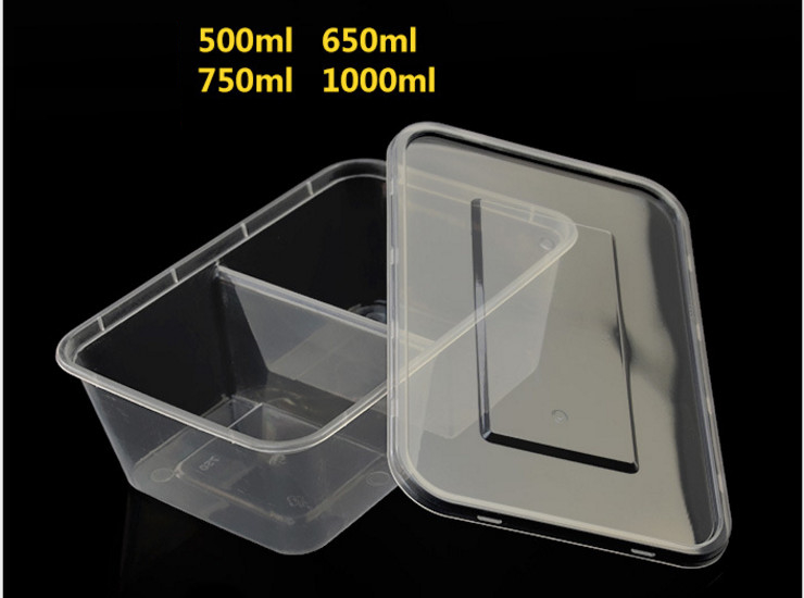 (箱/300套) 多款容量尺寸透明餐盒 五五分两格打包盒 环保食品盒 (包运送上门)